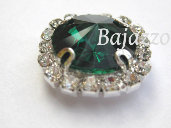 Strass Rund grün eingefasst 12 mm